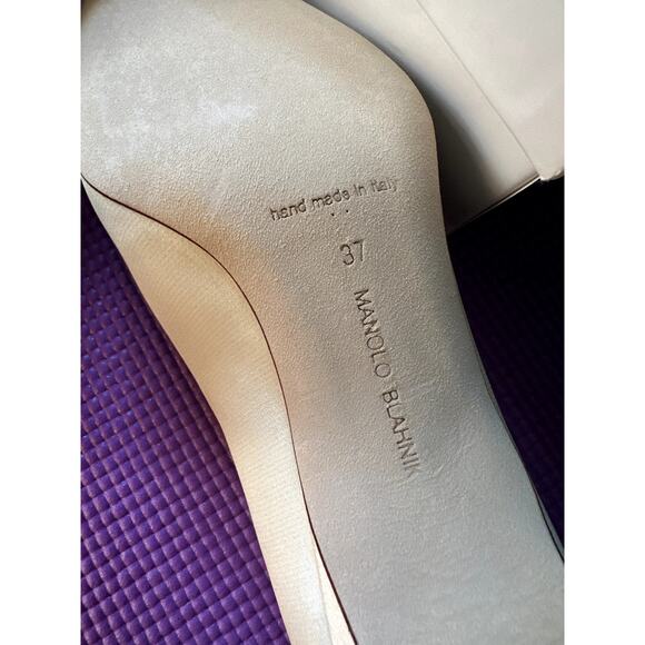 $1315 Manolo Blahnik Pumps Silieraso Silk Crystal Ornament Size 37 NEW Heels - Picture 11 of 13